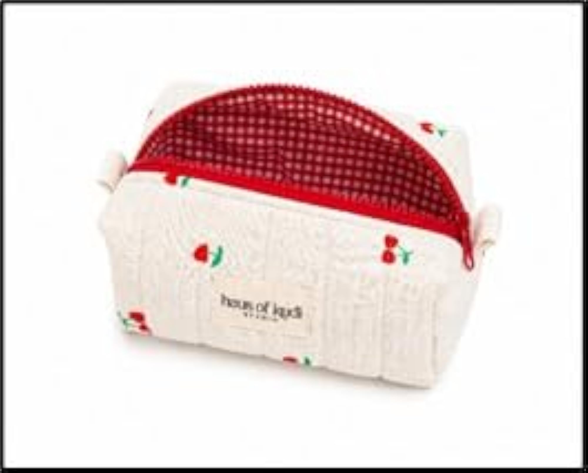 Cherry Red Pouch for Women, Stylish Storage with Floral Print
