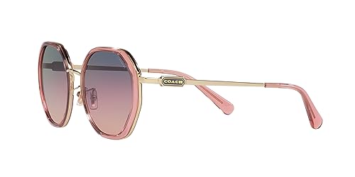 Coach HC7141 Sunglasses, Transparent Pink/Shiny Light Gold/Plum Purple Scarlet Gradient, 54 mm3