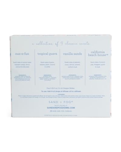 Image of Sand + Fog Diffuser Oils Gift Set, 4 Pack, 0.33 fl oz Each (Sun-n-Fun, Guava, Vanilla, Beach)