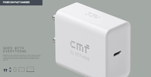 Image of Original 33W Type C Adapter Rapidly Charging Charger for CMF 1 /Nothing 2a /2a Plus /2 /2A Special Edition /Buds and Other USB C Devices Quick Charging, White