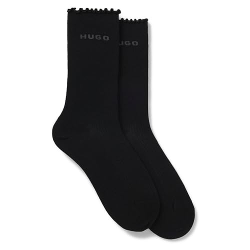 HUGO Women's 2p Rs Lettuce Cc W 10272175 01 Regular_Socks, Black, 35-38