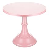 Baderke Metal Cake Stand 10 Inch Round Birthday Cake Stand Dessert Cupcake Display Tray Holder for Wedding Baby Shower Christmas Baking Party Supplies (Pink)