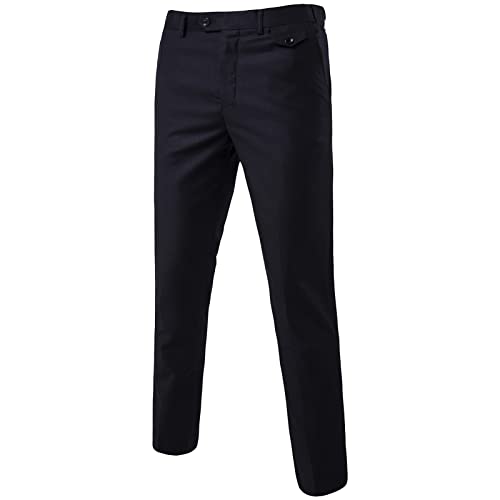 Men's Stylish Slim Stretch Pant Solid Color Skinny Fit Comfort Suit Pant Lightweight Comfort Business Trousers (Black,6X-Large)