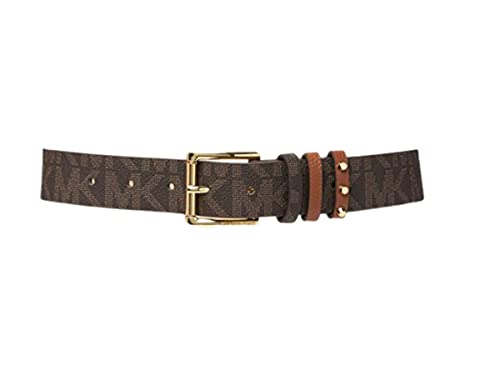 Michael Kors Women 32mm Triple Loop Belt (Chocolate/Luggage, X-Large)