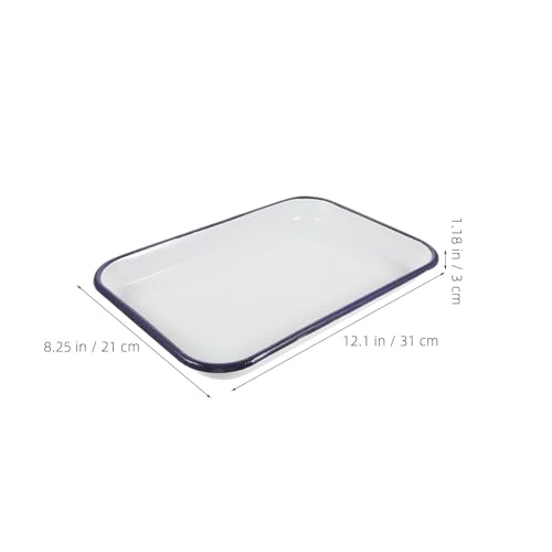 Bandeja rectangular de esmalte blanco Zerodeko para hornear juego de 2 piezas resistente 3
