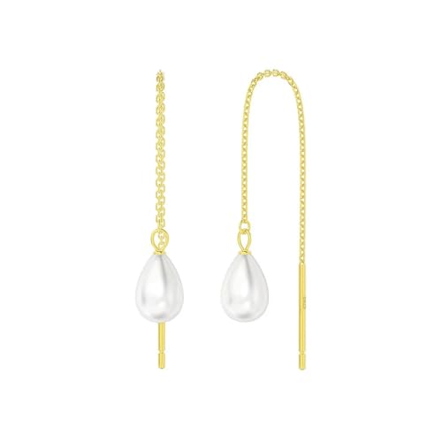 Boucles d'oreilles perles naturelles en argent 925 doré haut de gamme