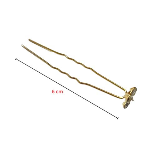 Kit 12 Peças Enfeites Grampo Ponto De Luz Cabelo Pérola Daminha (Dourado)