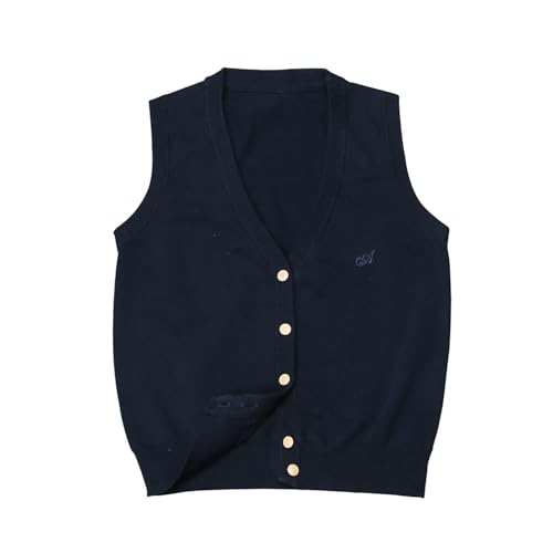 V Neck Sweater Vest for Women Trendy Sleeveless Cardigan Solid Color Button Down Knitted Tank Tops2