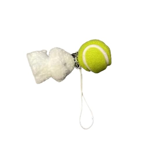 JUJUFREE Adorable llavero de perro de béisbol con bonitos diseños de dibujos animados con materiales flocados para bolsa de teléfono, llaves de coche, accesorios