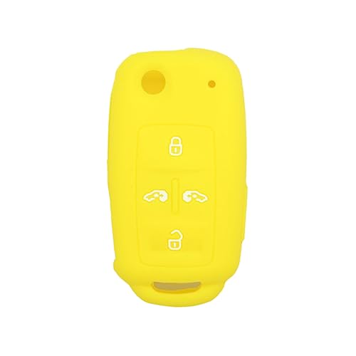 BROVACS Silicone Cover Protector Case Holder Skin Jacket Compatible with VOLKSWAGEN Sharan Caravelle SEAT 5 Button Flip Remote Key Fob 4+1 BTN CV4806 Yellow - Image 3