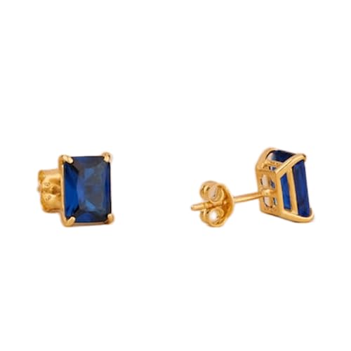 Boucles d'oreilles saphir naturel et argent plaqué or, le cadeau idéal pour elle