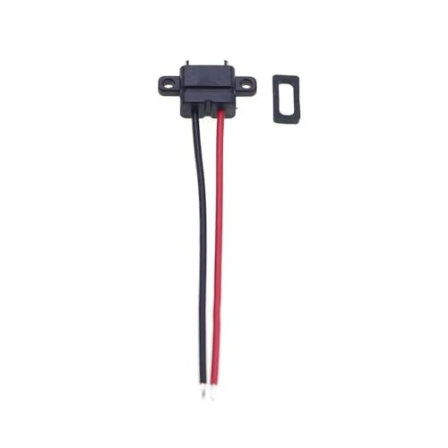 Conector USB C hembra impermeable de 2 pines con cable para carga y proyectos DIY (Paquete de 10) 5