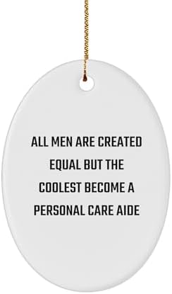 Funny Personal Care Aide Gifts for Men from Friends - Oval Ornament, All Men are Created Equal But The Coolest Become A Personal Care Aide Christmas Unique Gifts image 2