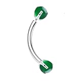 Gualiy Piercing de nariz de titanio, plata de 16 g, con ópalo de ágata, piercing para fosa nasal, joyería para tragus, cartílago, 1.2x12mmx5mm, Titanio, Ágata