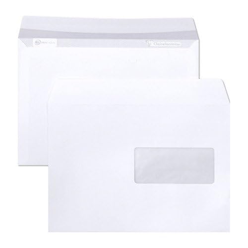 Clairefontaine Clairalfa Boîte de 250 enveloppes auto-​adhésives 162 x 229 mm Blanc
