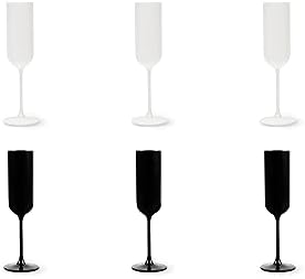 Excelsa Nordic Set mit 6 weißen und schwarzen Flöten, besprühtes Glas, Fassungsvermögen 210 ml.
