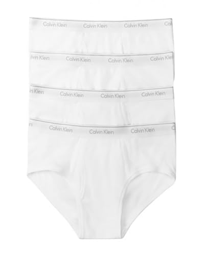 Calvin Klein Men's Underwear Cotton Classics 4 Pack Briefs, White, Medium