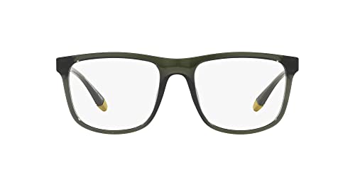 Armani Exchange Ax3101u - Marcos de gafas graduados cuadrados de ajuste universal para hombre, Lente verde transparente brillante/demo, 55 mm