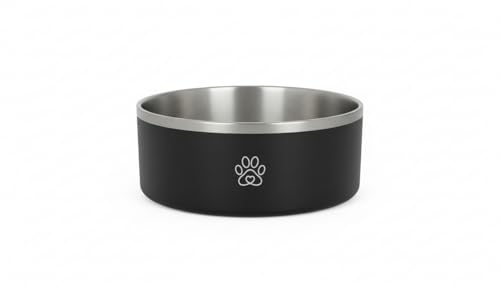 Generico Ciotola Cani Acciaio Inox Antiscivolo 1.5L - Doppia Parete Termica per Cani Gatti - Ciotola Cane Grande Medio Lavabile Lavastoviglie - Base Gomma Antiscivolo Design Premium Nero
