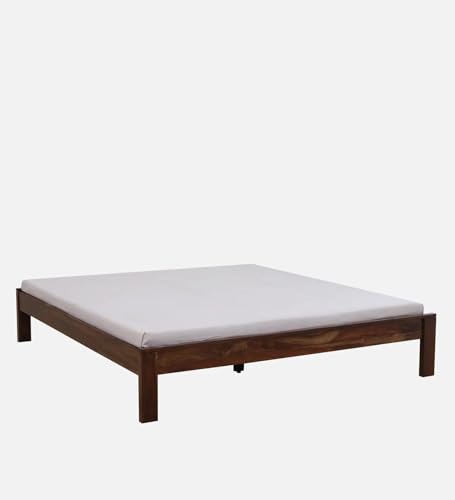 Image of Solid Sheesham Wood Queen Size Bed | Without Storagr Queen Size Bed | Living Room Bed Room Furniture | Bedroom Furniture | Office Furniture | Brown Colour |