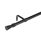 LOLAhome Set de Barra de Cortina Extensible de 160 a 300 cm, 2 escuadras y 2 terminales Negro de Metal y plástico ABS