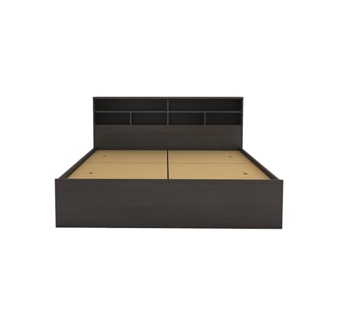 Image of DesignFit Engineered Wood Queen Size Bed with Box Storage | Wooden Double Bed Cot Palang Furniture for Bedroom Living Room Home Hotel (Wenge Finish) 1 Year Warranty