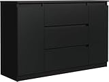 meble masztalerz Kommode 120 cm Breit - Modernes Sideboard - Highboard mit 3 Schubladen - Schubladenschrank - Kommodenschrank für Wohnzimmer, Flur, Schlafzimmer - Schwarz 120x78,2x39 cm