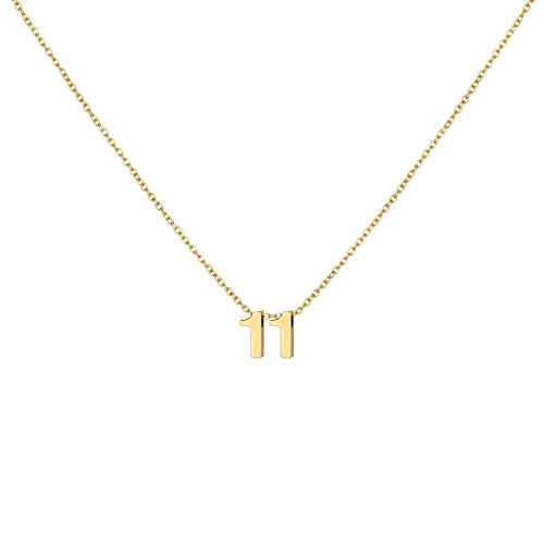 LOXUAKAM 18K Gold Plated Number Necklace Dainty Charm 11 Pendant Choker Necklace for Women Personalized Jewelry