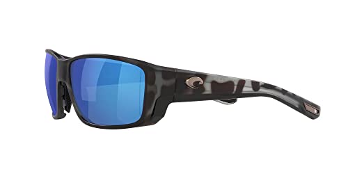 Image of Costa Man Sunglasses Matte Black Frame, Blue Mirror Lenses, 60MM