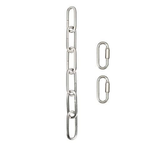 Image of Aspen Creative 21121-09-1, Steel Heavy Duty Chain & Two Quick Link Connector for Lighting Fixture /Swag Light /Plants / 1 Foot, Satin Nickel, 8 Gauge