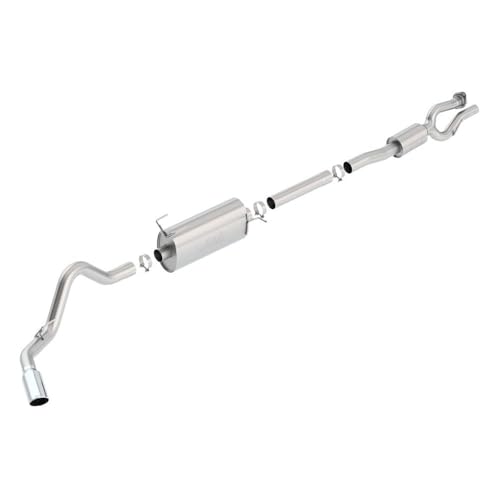 Borla 140798 S-Type Cat-Back Exhaust System 2.75 in. Pipe Into Single 3.5 in. Pipe 5 in. Single Round Rolled Angle Cut Long Tip Truck Side Exit T-304 Stainless Steel S-Type Cat-Back Exhaust System