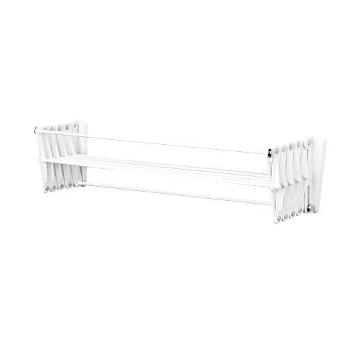 Polder Folding Wall-Mount 24-Inch Accordion Drying Rack, Opens To 18 Inches And Folds Closed To 5. 25 Inches, White #TOP2