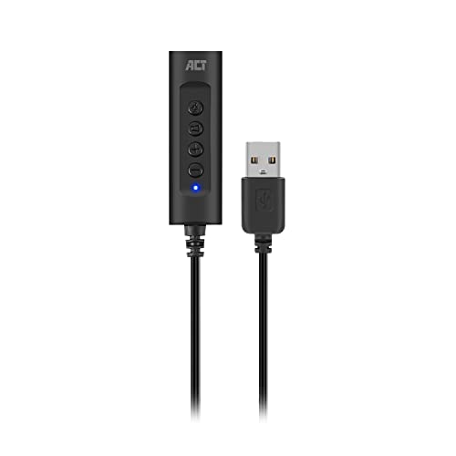 ACT USB-ljudkort, USB till jack 3,5 mm uttag, med volymkontroll, USB-ljudkort externt, ansluter aux till PC/laptop/AC9360