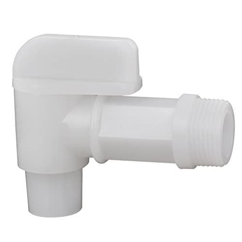 PowGrow Plastic Faucet Spigot Drum Faucet White Flow 3/4 Faucet for Plastic Drums Jugs Durable Polyethylene Material Barrel Faucet Replacement Spigot 1 Inch Thread Size 1-Pack