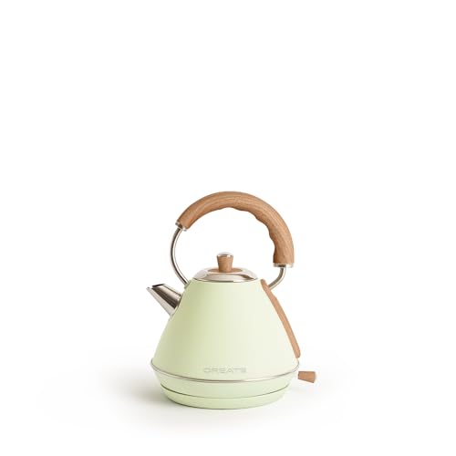CREATE/KETTLE RETRO M/Hervidor de agua eléctrico verde/Ebullición rápida, capacidad 1l, apagado automático, filtrado anti-cal, autoapagado, indicador de nivel de agua, Ø17,2 cm, 1200 W