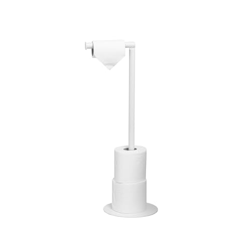 Addis Free-standing Toilet Loo Roll holder metal bathroom pedestal dispenser stand, holds up to 5 paper rolls, White