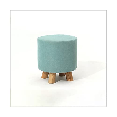 Reposapiés otomano de madera maciza con asiento acolchado, reposapiés pequeño y taburete de té y café para sala de estar, patas de madera, taburete para zapatos, color verde