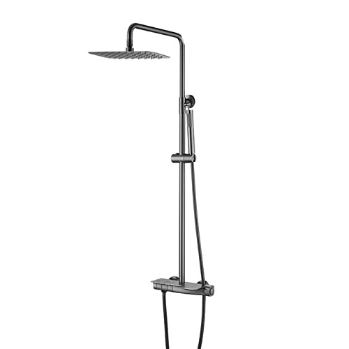 Pomme de douche à effet de pluie gris pistolet pour salle de bain