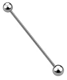 [From da Phactory] フロム ダ ファクトリー チタン インダストリアル ストレートバーベル チタン シルバー 軟骨ピアス ボディピアス 1個(16G,40mm×5mm)