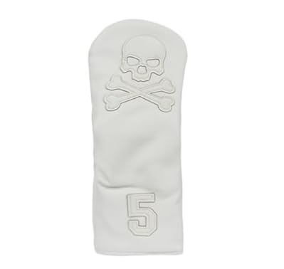 Scott Edward White Skull Golf Club Cover for Fairway Wood,Thick synthetic leather,Waterproof and Wear-resistant,Interesting,Lightweight,Cool(White 5#๏ผ โ image 1