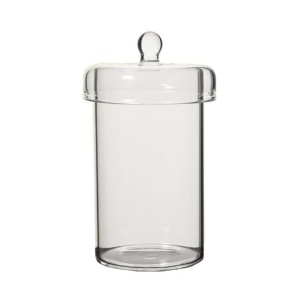 ABGIL BOROSILICATE GLASS CYLINDRICAL T.L.C. DEVELOPING TANK (TALL FORM WITH FLAT FLANGE & COVER LID). SIZE 150 mm X 200 mm (DIA. X Ht.)