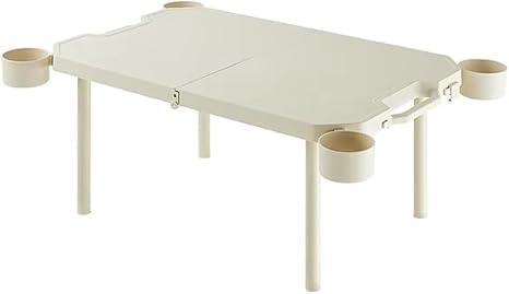 Jolfay Foldable Camping Table with 4 Cup Holders & Carry Handle | Lightweight Portable Picnic Table for Outdoor Travel, Beach, BBQ, Hiking & Tailgating | Heavy Duty Stable Foldable Outdoor Desk