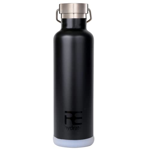 Rehydrate Pro 25oz Insulated Water Bottle with Straw, Bonus Lids