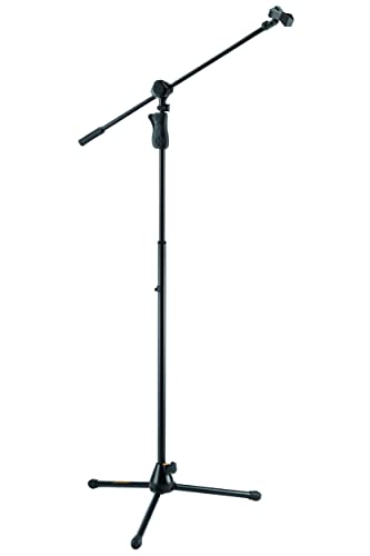 Hercules MS632B EZ Grip Tripod Microphone Stand W/2 in 1 Boom & Mic Clip, Black