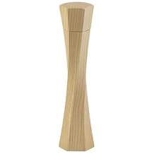 Twist-Pepper or Salt Mill L-Ceramic Mechanism with Grinding Adjustment, Hand Finished Natural Ash Wood. Light, L