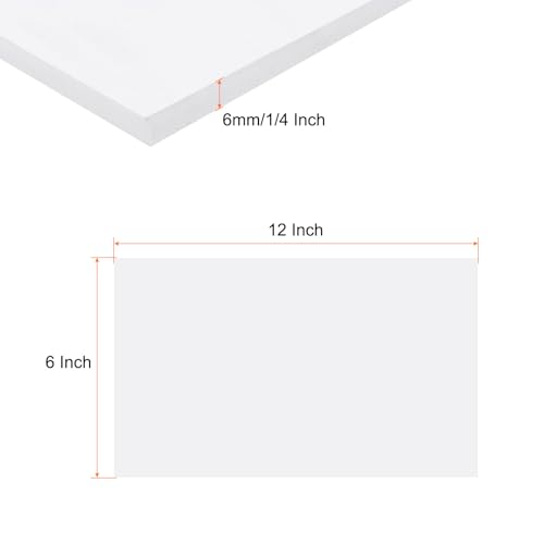 Image of Expanded PVC Plastic Sheet 1 /4 inch Thick, 6 inchx12 inch Lightweight Rigid Foam Sheet, [for Crafts Signage Displays Digital Screen Printing] - White / 1 Pcs