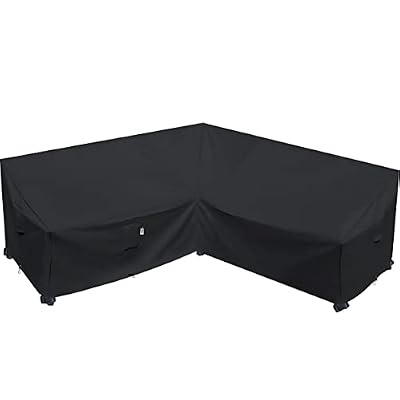 Flexiyard Heavy Duty Outdoor Sectional Sofa Cover, Waterproof 600D Patio Sectional Couch Protector, Lawn Patio Furniture Covers (Midnight Black, V-Shaped-90 x 90")