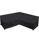 Heavy Duty Outdoor Sectional Sofa Cover, 85“ x 85' 5-Seater Waterproof 600D Patio Sectional Couch Cover, Outside Lawn Patio Furniture Cover (Midnight Black, V-Shaped-85 x85)