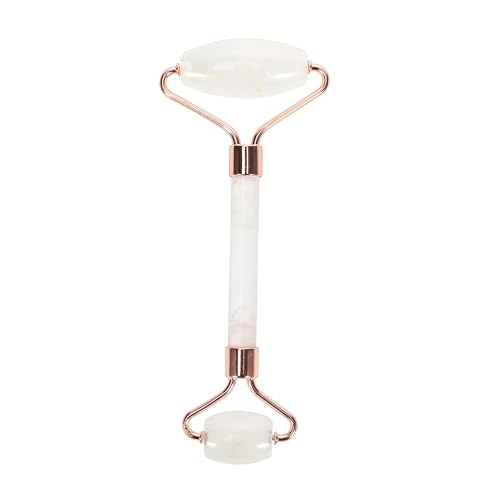 Jade Face Massage Roller Beauty Tool Facial Eye Neck Body Anti Ageing Therapy (White)