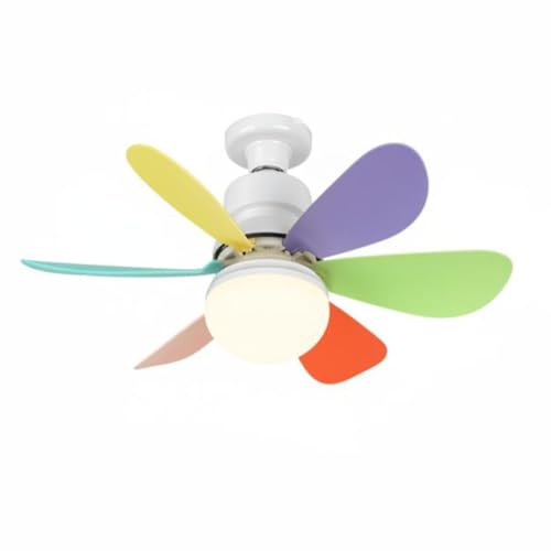 Wireless Control Ceiling Fan with Led Light Dimmable Ceiling Fan with Light Easy Installation Indoor Lighting Quiet Operation for Children, Bedroom, Living Room, Multicolor, 42Cm